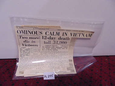 Memorabilia, Newsprint and Photos, Ominous Calm in Vietnam