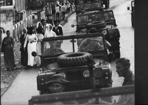 A photo of an Australian "Roadrunner" supply convoy from 1st Logistics Support Base Vung Tau to the 1st ATF Base at Nui Dat. 