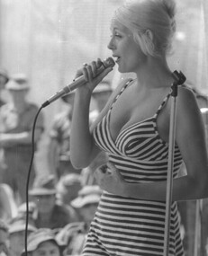 A photograph of Tina Angelique with the Aug 69 Official Port Jackson Concert Party perfoms at the Luscombe Bowl. 