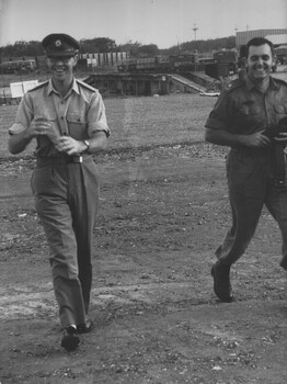 A photograph of the Commanding Officer Lt Col Mike Naughton and his Administrative Officer Maj Ivan Scholes of the 1st Australian Field Hospital. 