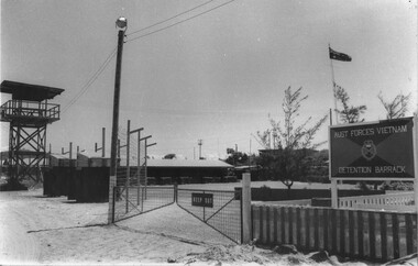 A photograph of the Australian Forces Vietnam detention barack located at 1st Australian Logistic Support Base, Vung Tau