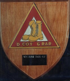 The original D Company, 6th Battalion, The Royal Australian Regiment (6RAR).plaque wich was designed by 2Lt Dave Sabben Officer Commanding, 12 Platoon, D Company, 6RAR