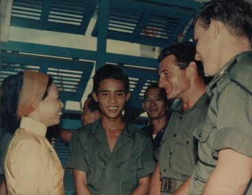 Maj John Donohue Officer Commanding The W.H.A.M. program, a civil affairs program to assist the local Vietnamese population in the Australian area.