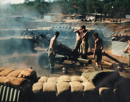 Gunners of the 103 Battery 1st Field Reiment, RAA, operating from their base at 1st ATF.