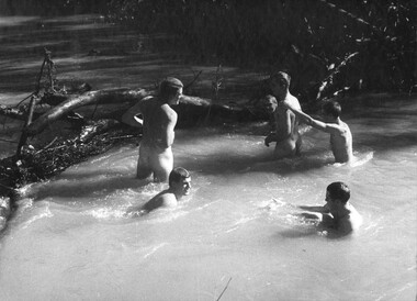 Diggers from 9th Battallion, Royal Australian Regiment enjoy a cool bath during operations South West of the Australian Task force at Nui Dat. 