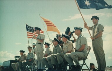 In a ceremony at the American Air Base Phan Rang, the RAAF's 2 Squadron Canberra Bombers are presented with the US Presidential Unit Citation. 