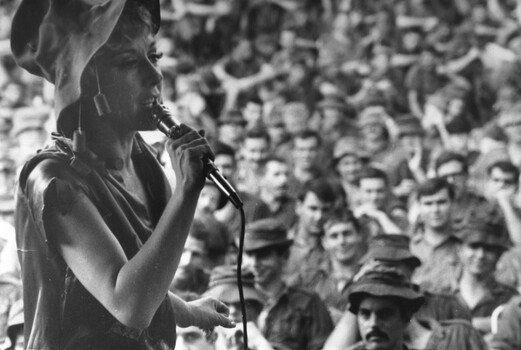 Lorrae Desmond, the First Lady of Australian Entertainment on this her third tour of duty entertaining the Diggers in Vietnam. 