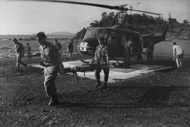 The third and fourth of eight wounded Viet Cong captured at the K76A NVA/Viet Cong Hospital, on the Nui May Tao Mountain. 