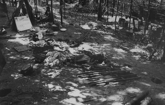 Diggers collect clothing and patient's aids from a store at the NVA Viet Cong  K76A Hospital captured by 6 RAR/NZ (ANZAC). 