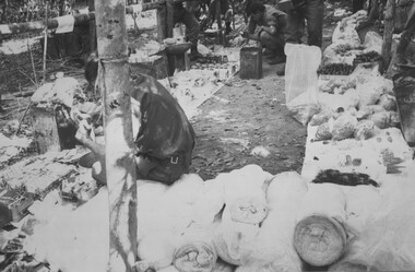 A Doctor from 1st Australian Field Hospital assists the 6 RAR/NZ (ANZAC) Intelligence Officer to check the captured medical supplies. 