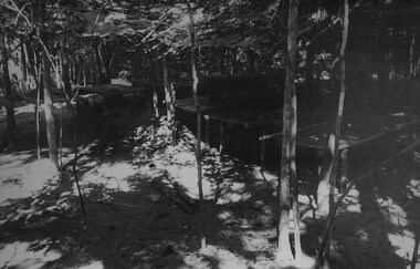 A photograph of a large ward complex at the NVA/VietCong K76A Hospital captured  by 6 RAR/NZ (ANZAC) during Operation Marsden. 