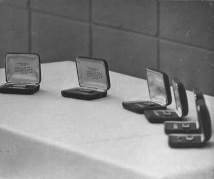 A photograph of Emblems of the United States Presidential Unit Citation presented the next of kin by Prime Minister of Australia J G Gorton MP.