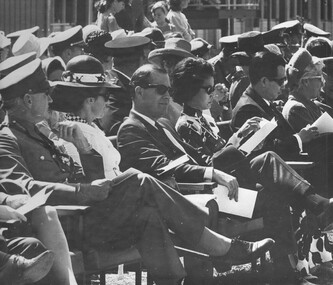 A photograph of Townsville on the 18/08/1968 at the Trooping of the 6 RAR Regimental Colour. 