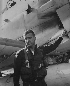 A photograph of the forward air controller for HMAS Hobart, on the "Gunline" Tonkin Gulf, North Vietnam.