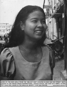 A photograph of a Bar Girls from the Melody Bar in Ngo Duc Ke Street Saigon, next door to the United Press International in Saigon.