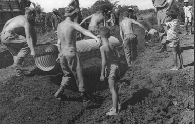 Photograph, Laying Drainage Pipe