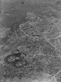 A photograph of an oblique aerial view of the Australian Fire Support Base Harrison, Operation Pinnaroo. 