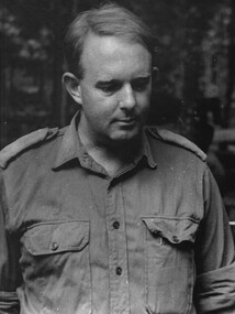 A photograph of Major Mike Crawford, Battery Commander, 104 Battery, Royal Australian Artillery at Fire Base Betty, Long Binh/Bien Hoa Province.