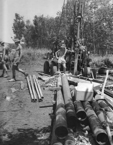 A photograph of drilling for water at the 1st Australian Task Force Base, Nui Dat, Phouc tuy Province. 