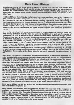 A black anmd white scanned copy of a biography of Denis Gibbons.