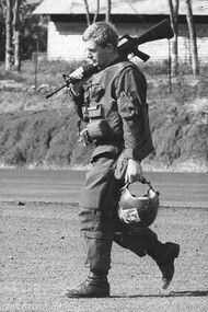 A photograph of 2Lt Terry Ellis a rotary wing (helicopter) pilot with 161 (Indep) Recce Flight, at 1st Austrralian Task Force Base, Nui Dat. 