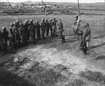 A photograph of an AATTV advisor at the Vietnamese Ranger, Parachute Training Establishment, Bear Cat, 3 Corps. 