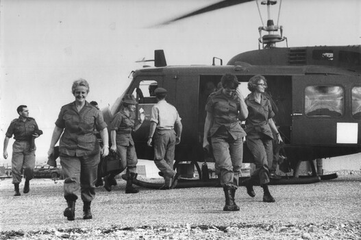 A photograph of Maj Ivan Scholes, Maj Nell Espie, Rosemary Griggs, Lt Col Mike Naughton, Lt Ann Wright and Capt June Minchow. 