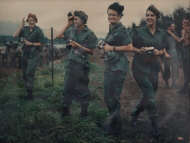 A photograph of Lt Margaret Ahern, Capt Amy Pittendreigh, Lt Colleen Mealey and Lt Terrie Roche, 8th Field Ambulance Hospital.