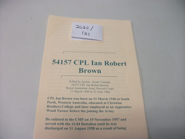 Document, 54157 Cpl Ian Robert Brown