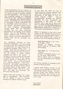 TAOR-Metro (Tactical Area of Responsibility - Metro) - Melbourne Sub-Branch August, 1993.