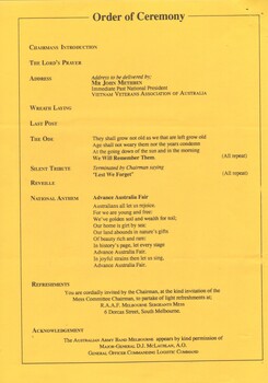 TAOR-Metro (Tactical Area of Responsibility - Metro) - Melbourne Sub-Branch August, 1993.