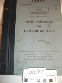 Booklet, User Booklet For Centurion Mk.3