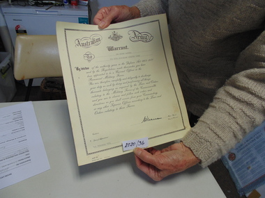 Certificate, Australian Army Warrant