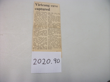Article - Article, Clipping, Vietcong Cave Captured