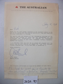 Letter, 18th July 1988