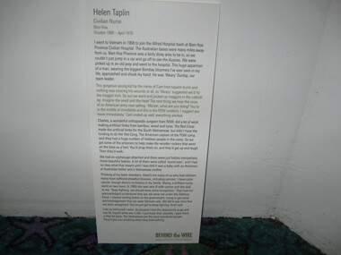 Poster - Information Board, Helen Taplin - Civilian Nurse