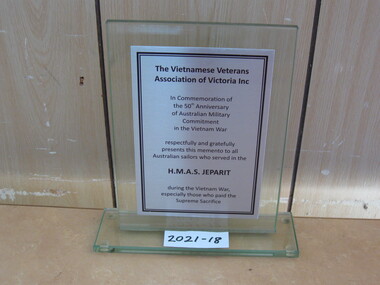 Plaque, The Vietnamese Veterans Association of Victoria Inc