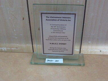 Plaque, The Vietnamese Veterans Association of Victoria Inc