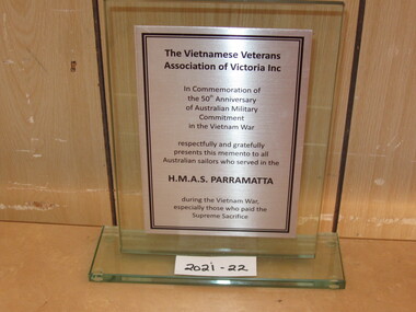 Plaque, The Vietnamese Veterans Association of Victoria Inc