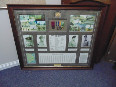 A collage of photos, medals and text with photos of Wheatley, Badcoe, Simpson and Payne. 
