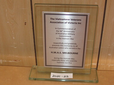 Plaque, The Vietnamese Veterans Association of Victoria Inc