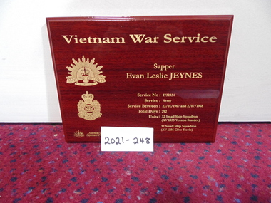 Plaque, Vietnam War Services