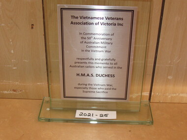 Plaque, The Vietnamese Veterans Association of Victoria Inc