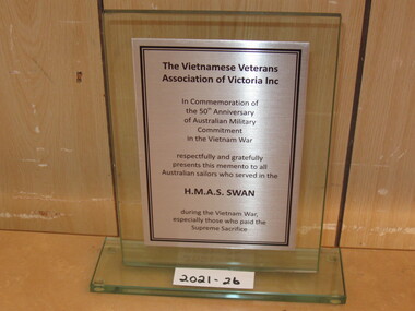 Plaque, The Vietnamese Veterans Association of Victoria Inc