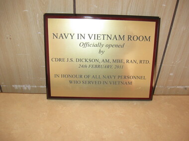 Plaque, Navy In Vietnam Room