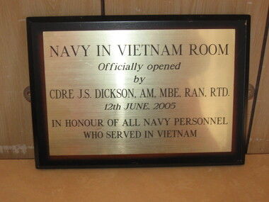 Plaque, Navy In Vietnam Room