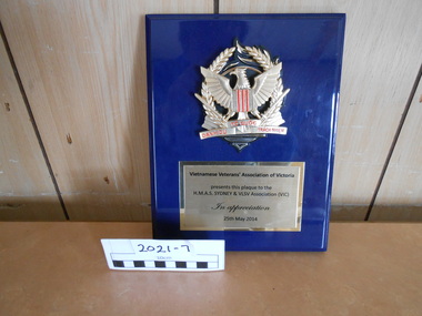 Plaque, Vietnamese Veterans' Association of Victoria