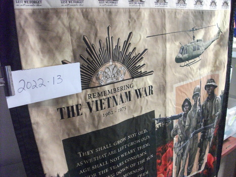 A handmade quilt commemorating the Vietnam conflict.