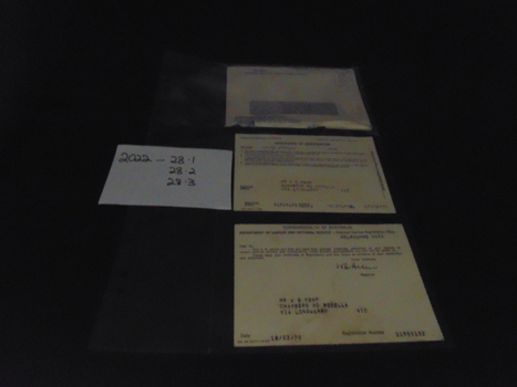 Certificate of Registration dated 17/02/1970 and Notice of Deferment 18/03/1970. Registration No: 21562132.