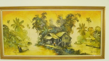 Painting, Mekong River Delta Village, c. 1970
